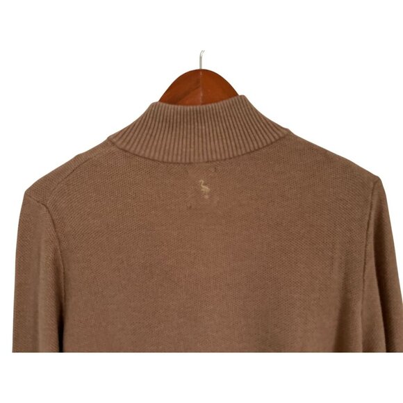 Tailorbyrd Cotton Textured Waffle Quarter-Zip Pullover Beige Coffee Size Med - Picture 5 of 10
